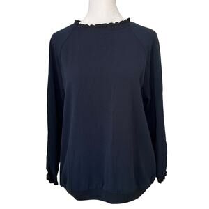 Tibi navy blue long sleeve crepe top size XS NWT